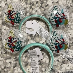 Disney Parks Mickey and Minnie Mouse Snow Globe Ear Headband